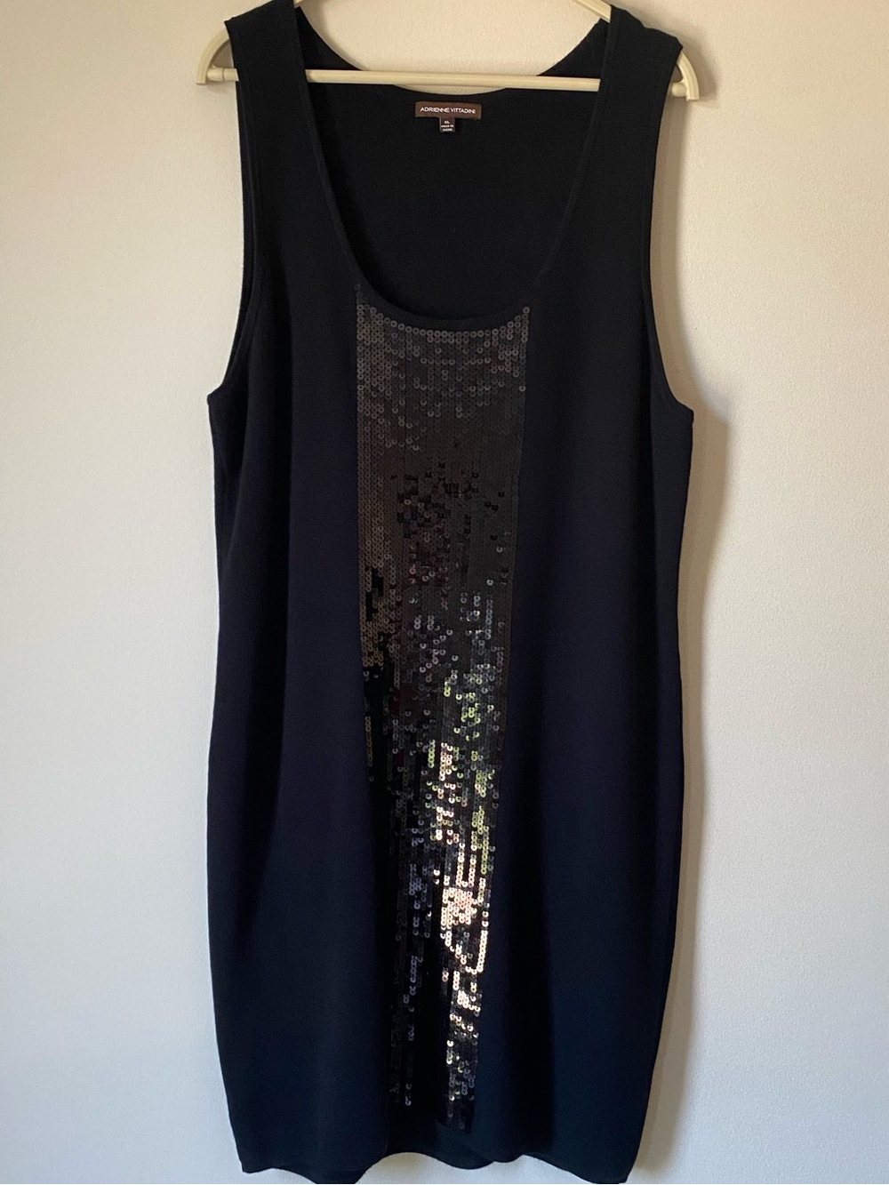 Y2K Black Sequin Sweater Dress Cocktail Party Holiday Luxe Sleeveless Glam XL